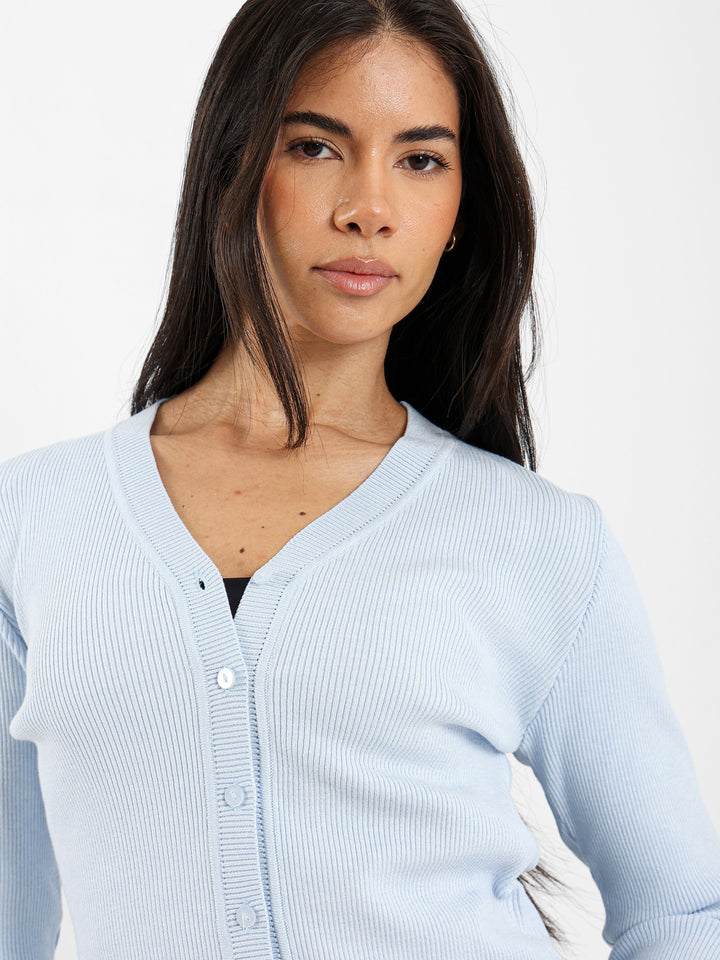 Fitted Rib Short Cardigan