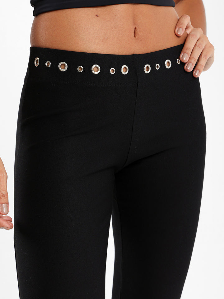 Flared Pants With Studs And Eyelets