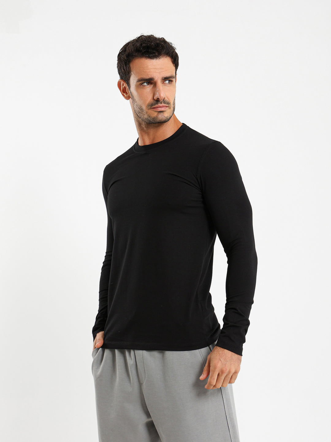 Basic Lycra Long Sleeve Muscle Fit T-Shirt