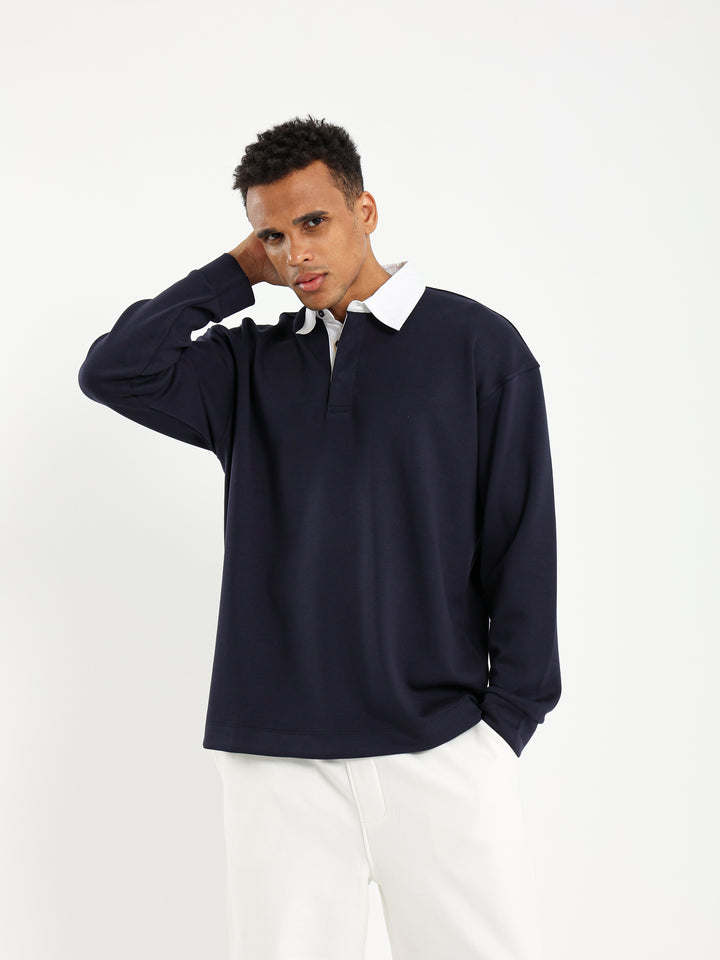 Boxy Fit Polo with Contrast Collar