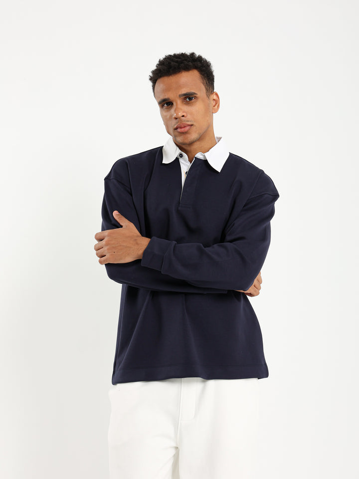 Boxy Fit Polo with Contrast Collar