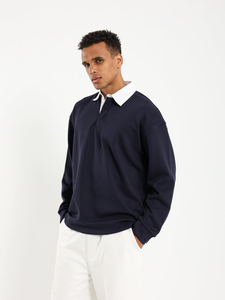 Boxy Fit Polo with Contrast Collar