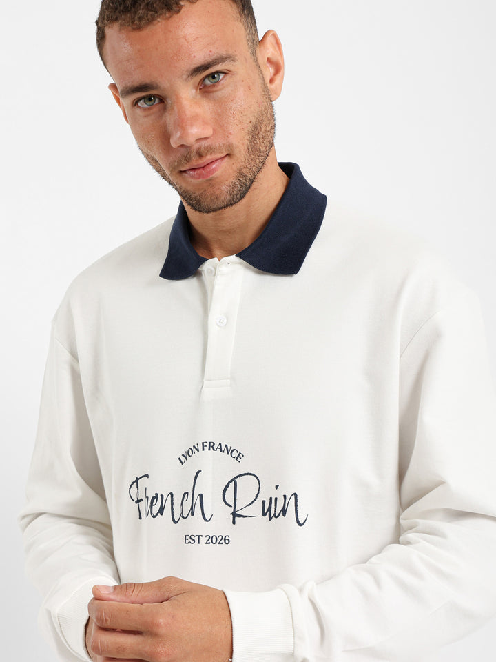 Long Sleeve Polo With Contrast Collar