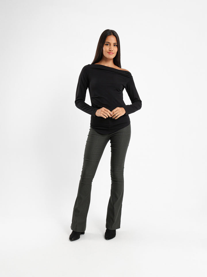 Striped Low Rise Bootcut Pants