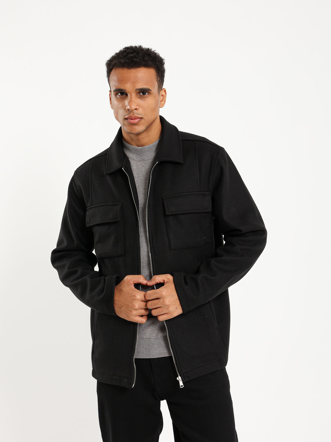 Heavyweight Overshirt with Zipper