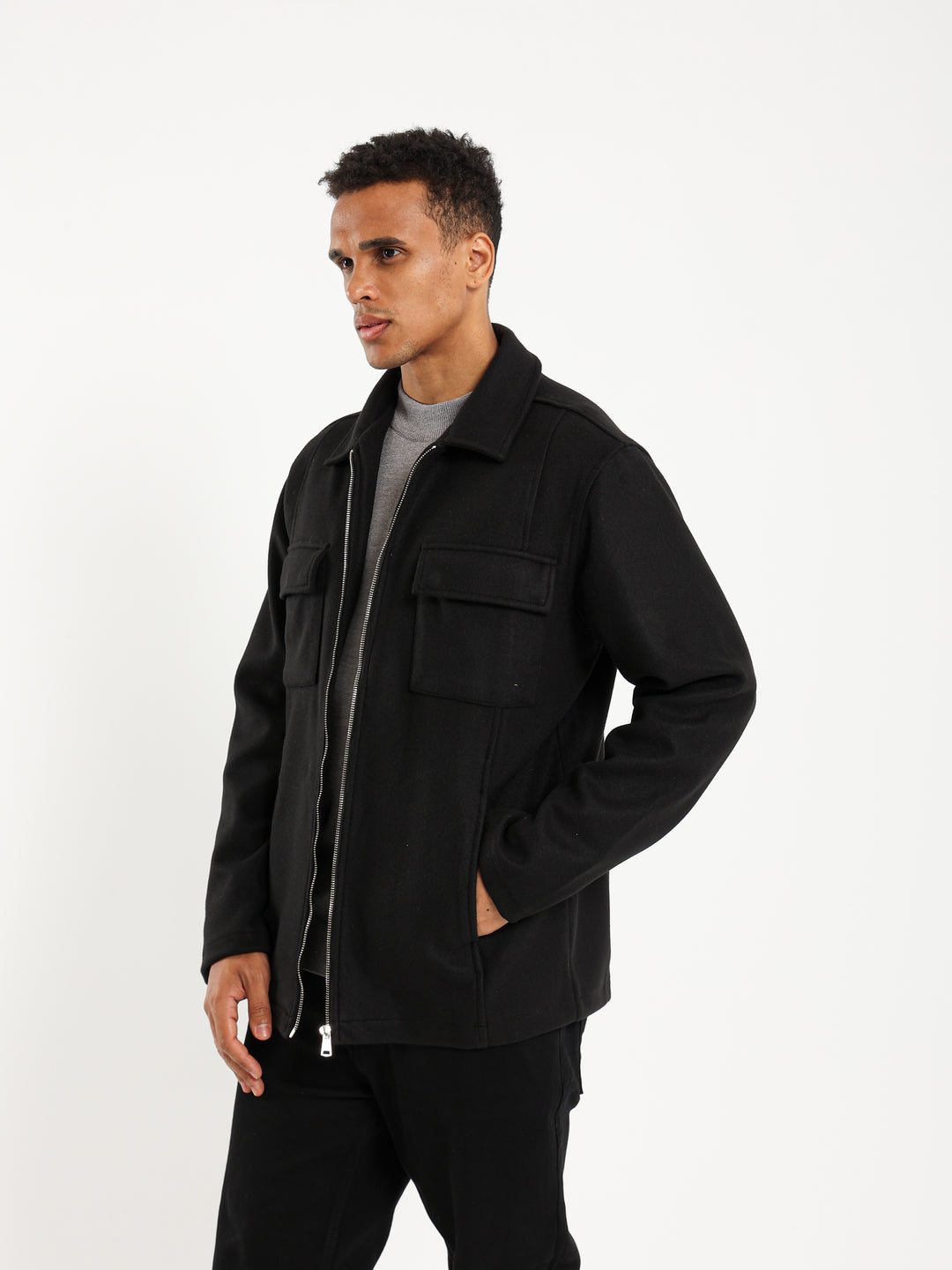 Heavyweight Overshirt with Zipper