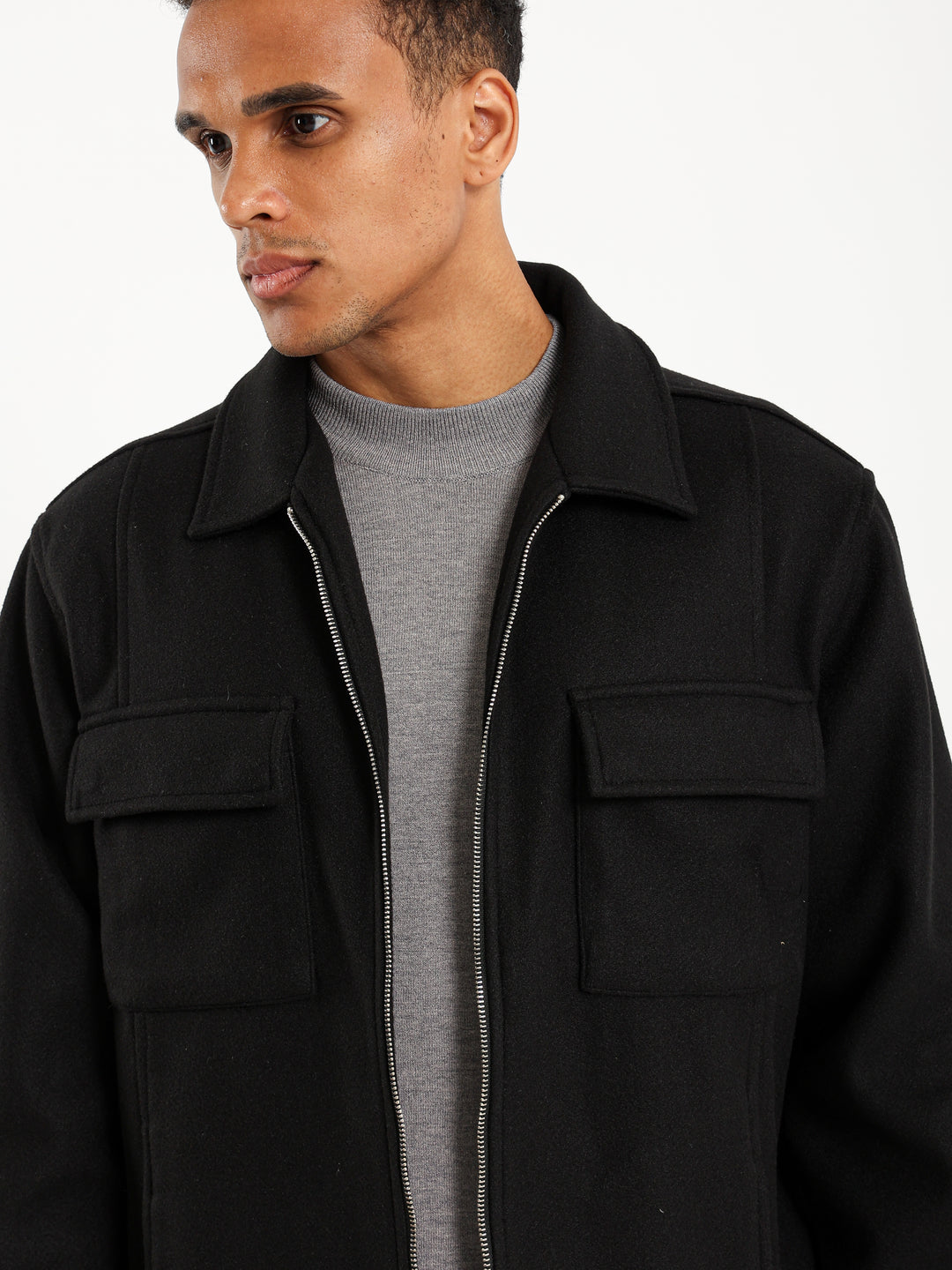 Heavyweight Overshirt with Zipper