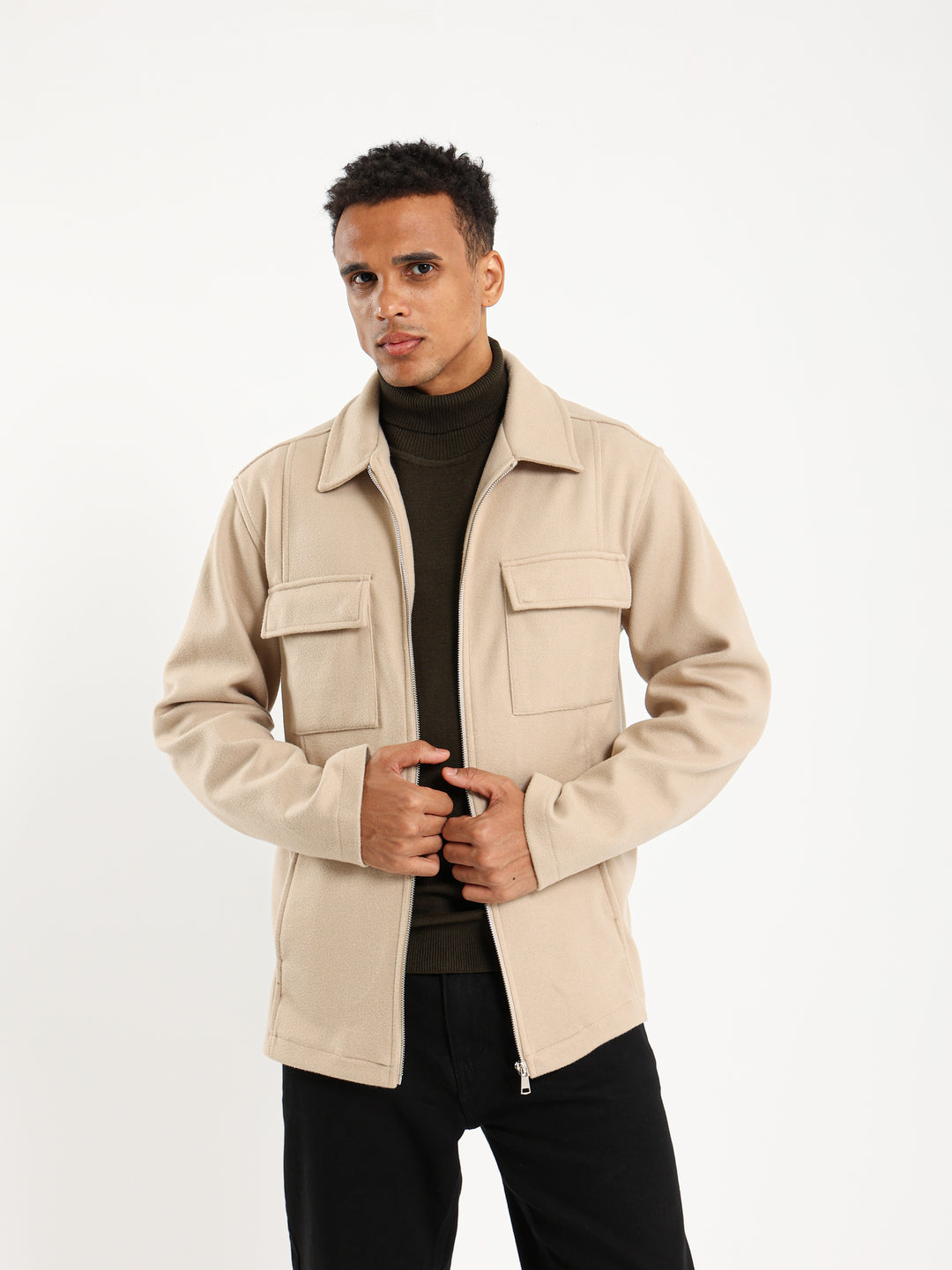 Heavyweight Overshirt with Zipper