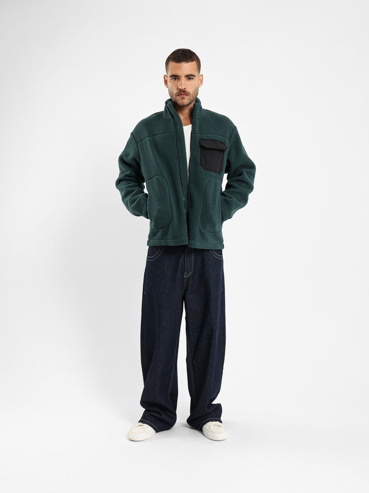Boxy Teddy Jacket with Nylon Pocket