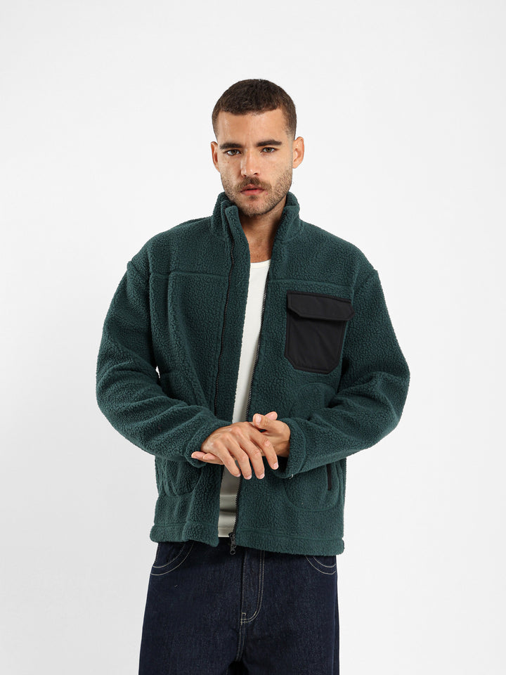 Boxy Teddy Jacket with Nylon Pocket