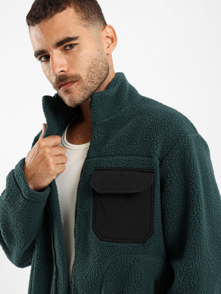 Boxy Teddy Jacket with Nylon Pocket