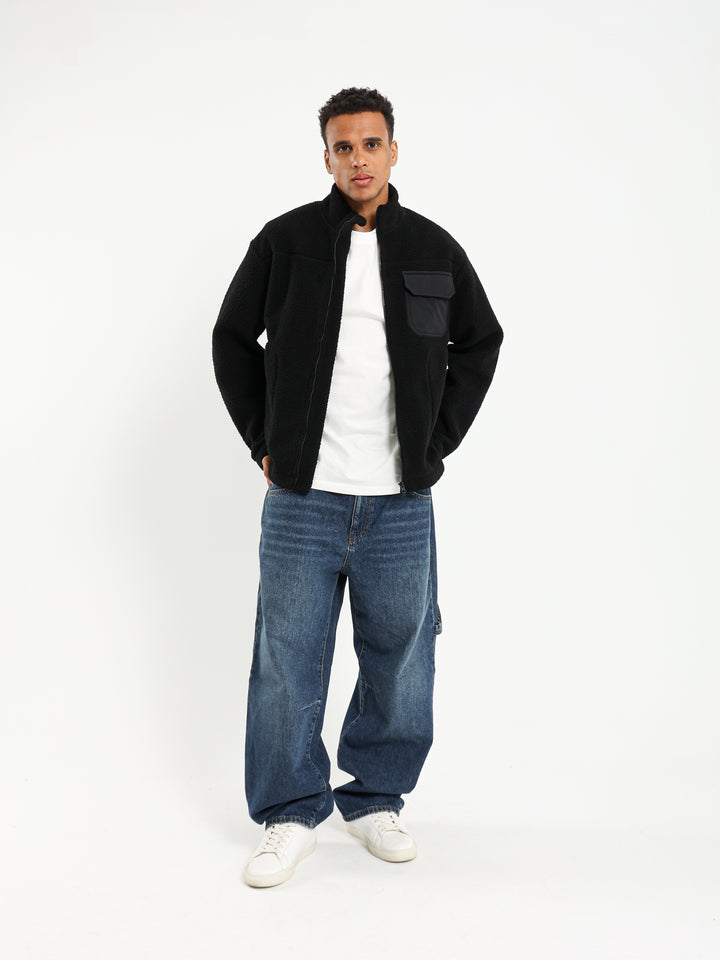 Boxy Teddy Jacket with Nylon Pocket