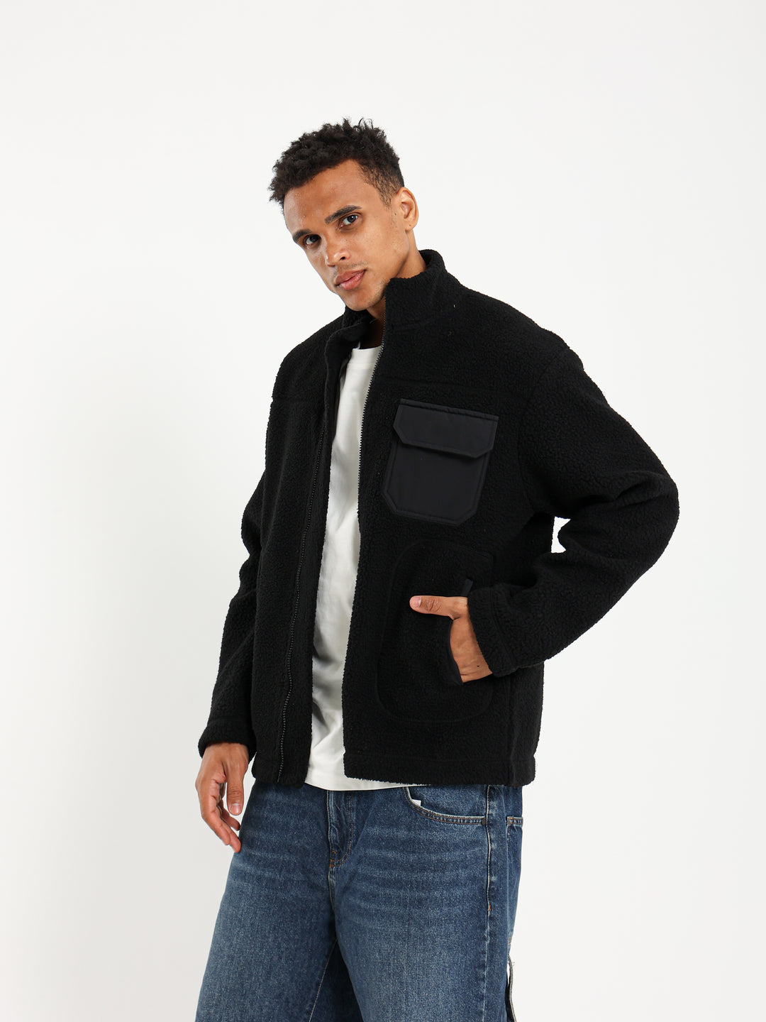 Boxy Teddy Jacket with Nylon Pocket