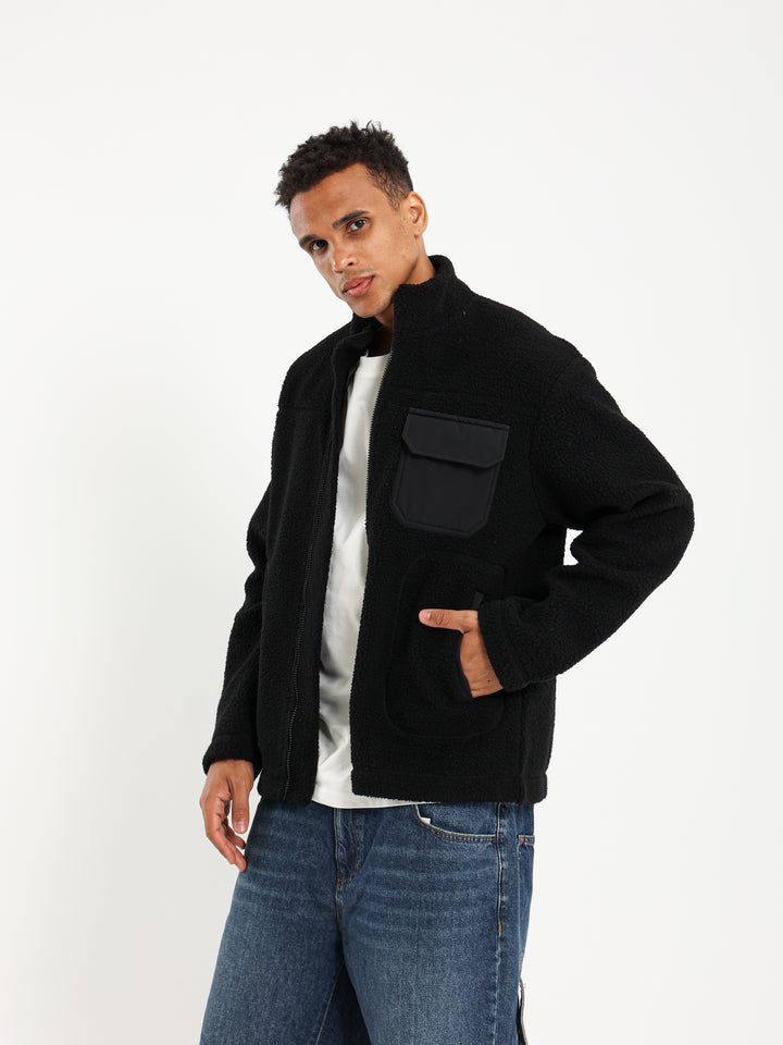 Boxy Teddy Jacket with Nylon Pocket