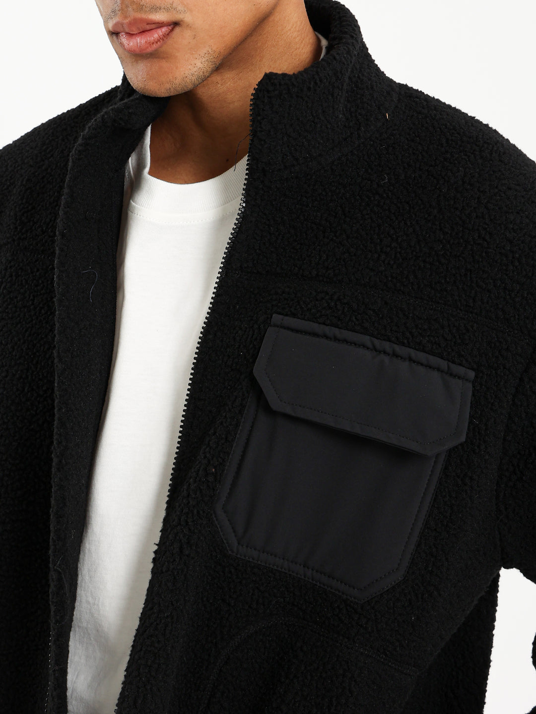 Boxy Teddy Jacket with Nylon Pocket