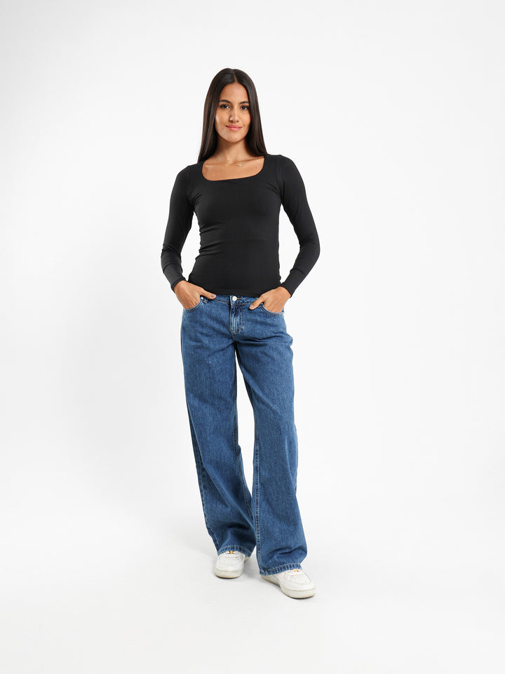 Square Neck Ribbed Top