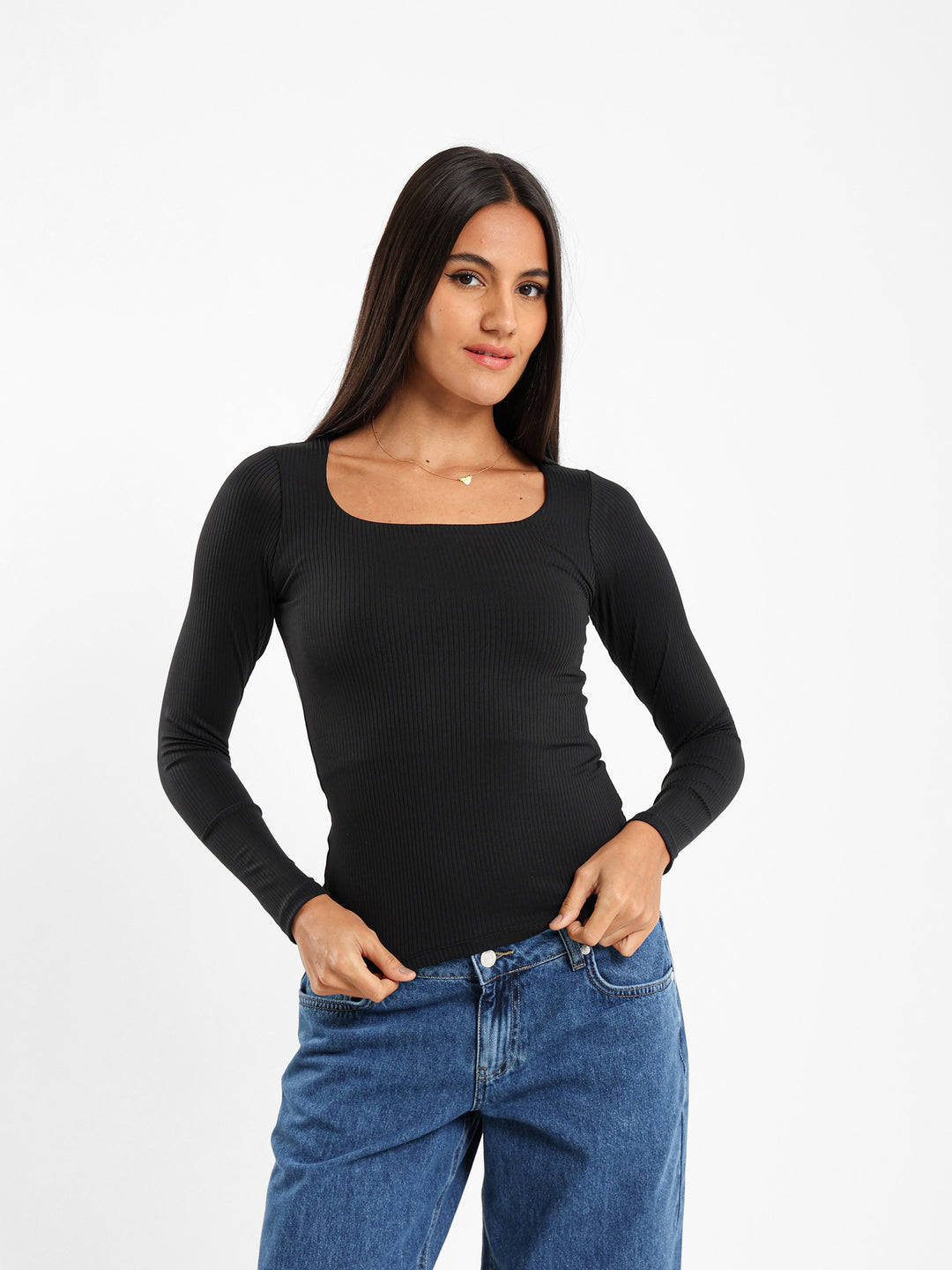 Square Neck Ribbed Top