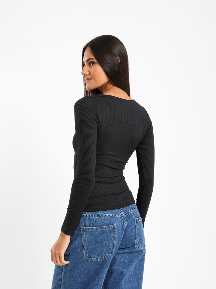 Square Neck Ribbed Top