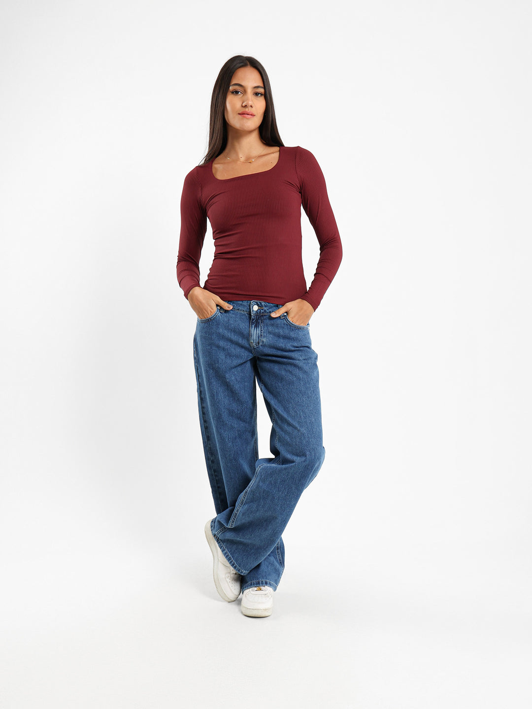Square Neck Ribbed Top