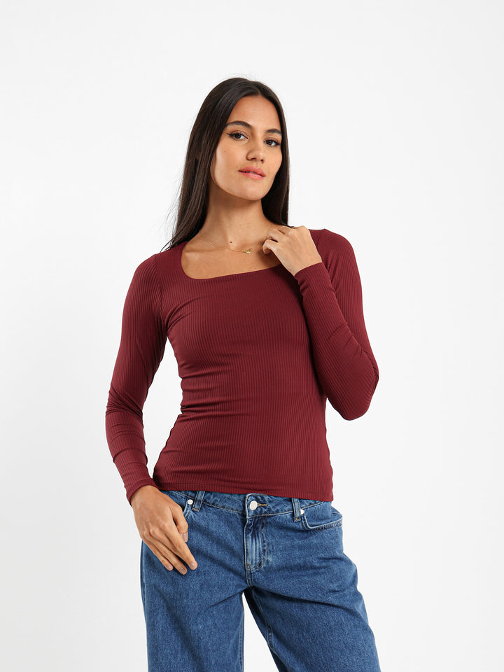 Square Neck Ribbed Top