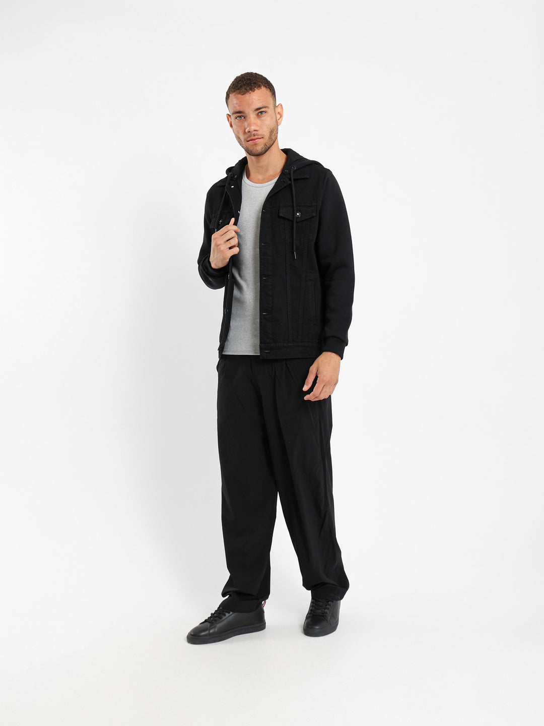 Melton Jacket With Plush Sleeves