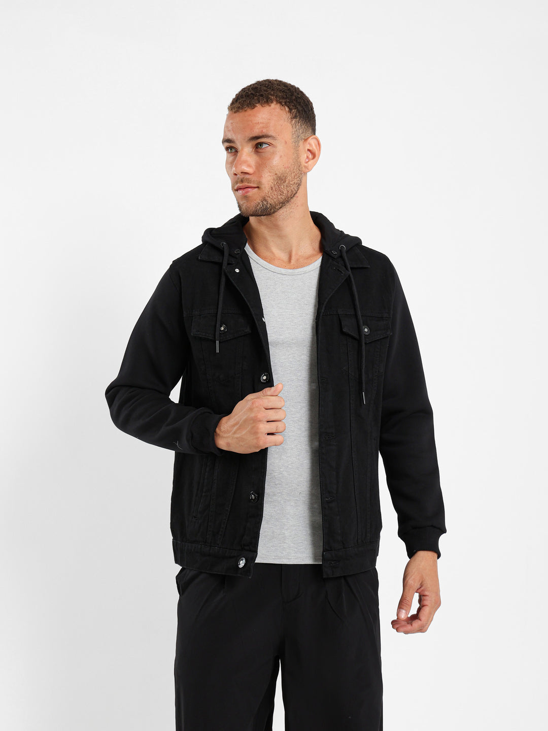 Melton Jacket With Plush Sleeves