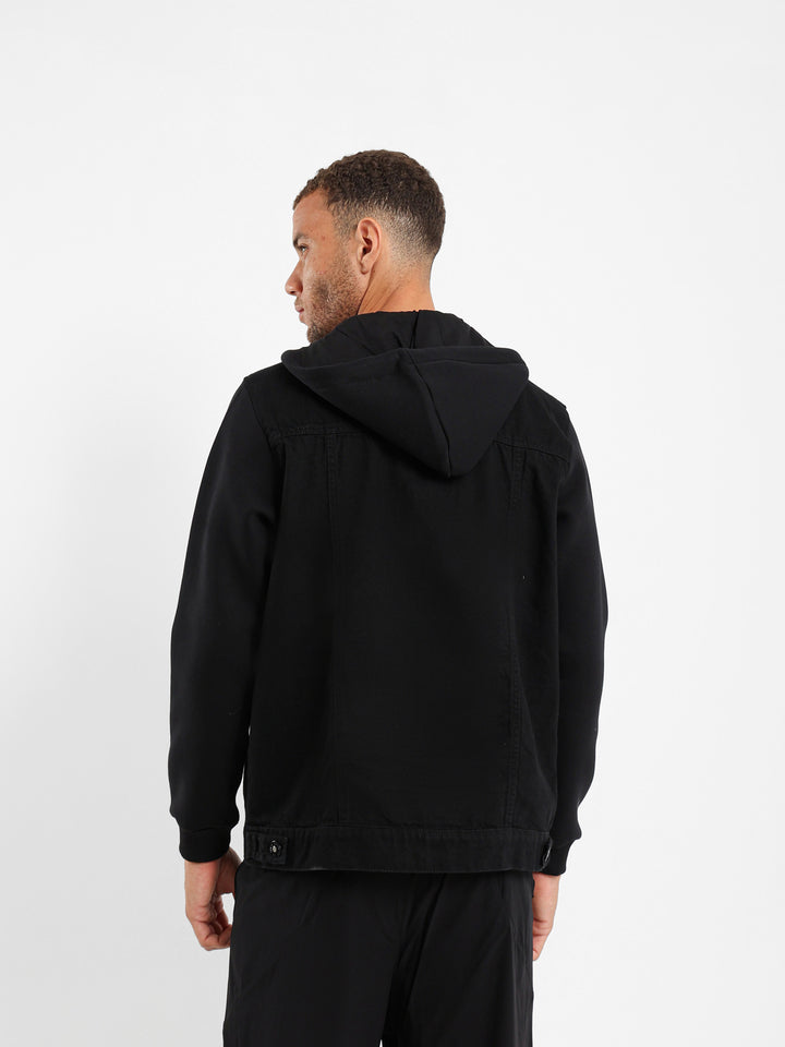 Melton Jacket With Plush Sleeves