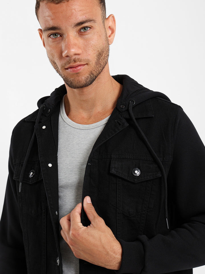 Melton Jacket With Plush Sleeves
