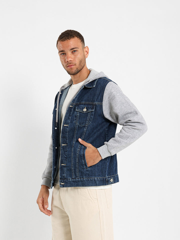 Melton Jacket With Plush Sleeves