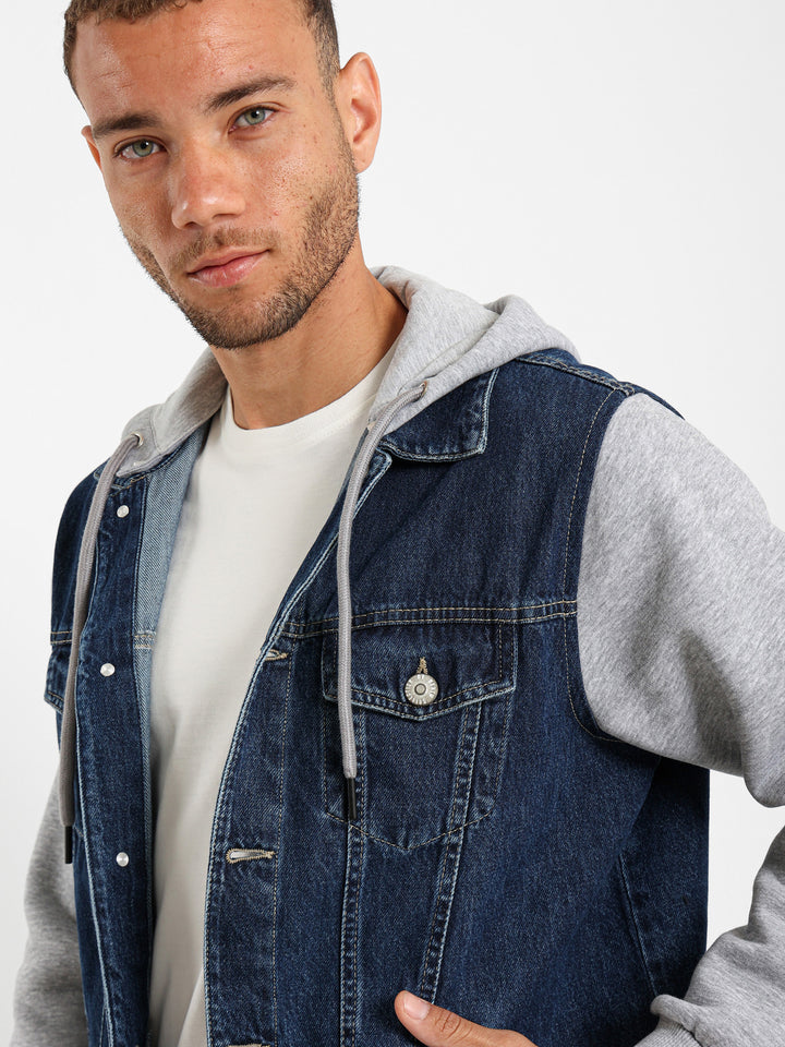 Melton Jacket With Plush Sleeves