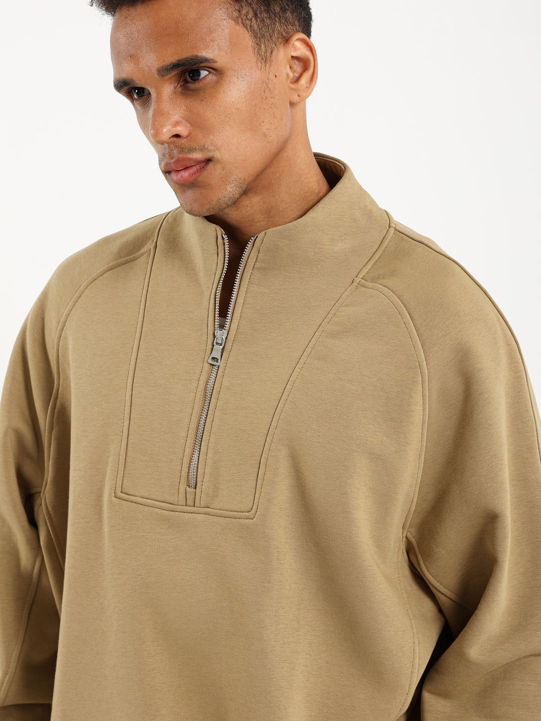Boxy Sweatshirt with Long Neck