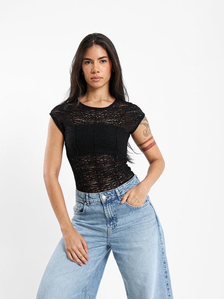 Half Sleeve Lace Top