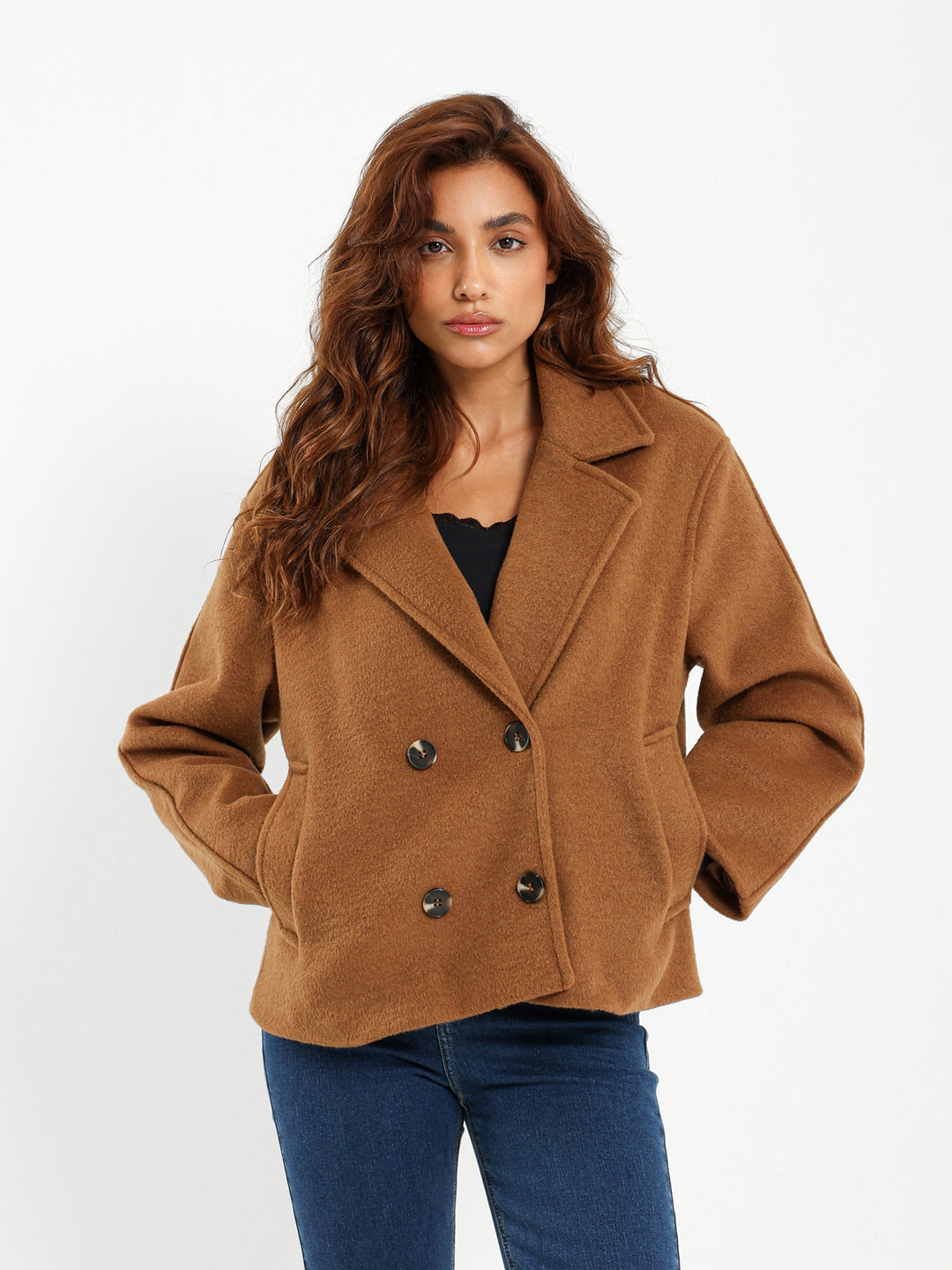 Wool-Look Double Breasted Jacket