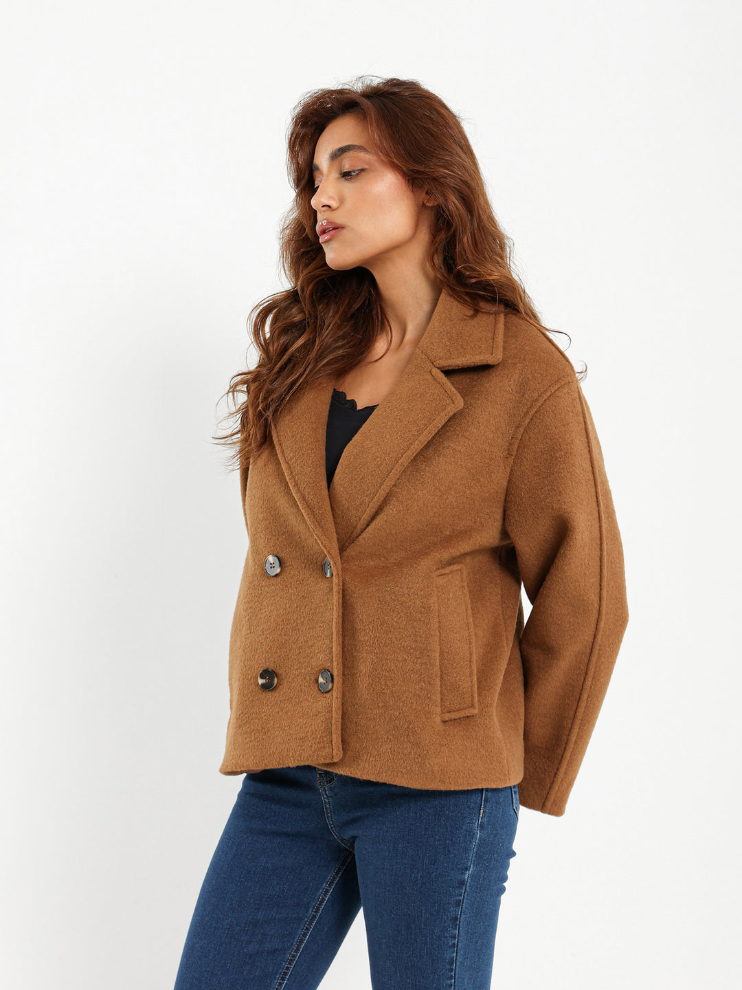 Wool-Look Double Breasted Jacket