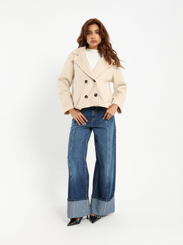 Wool-Look Double Breasted Jacket