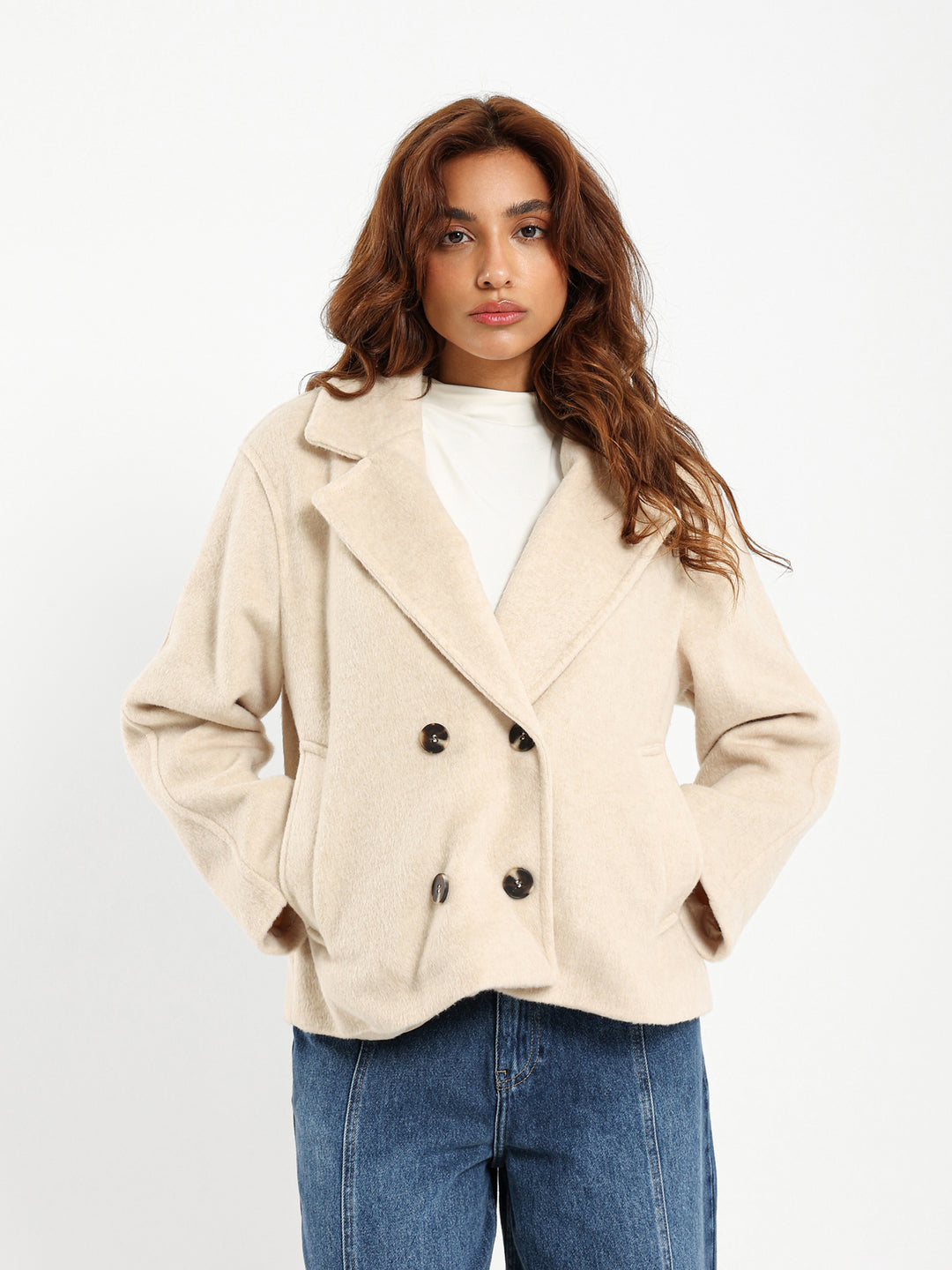 Wool-Look Double Breasted Jacket