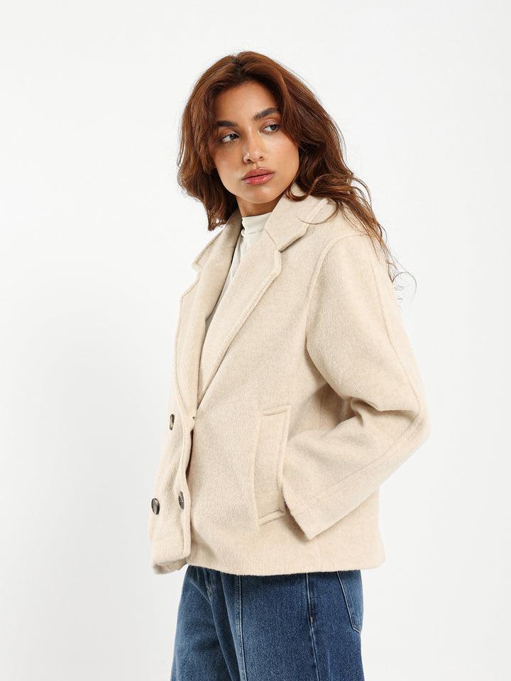 Wool-Look Double Breasted Jacket