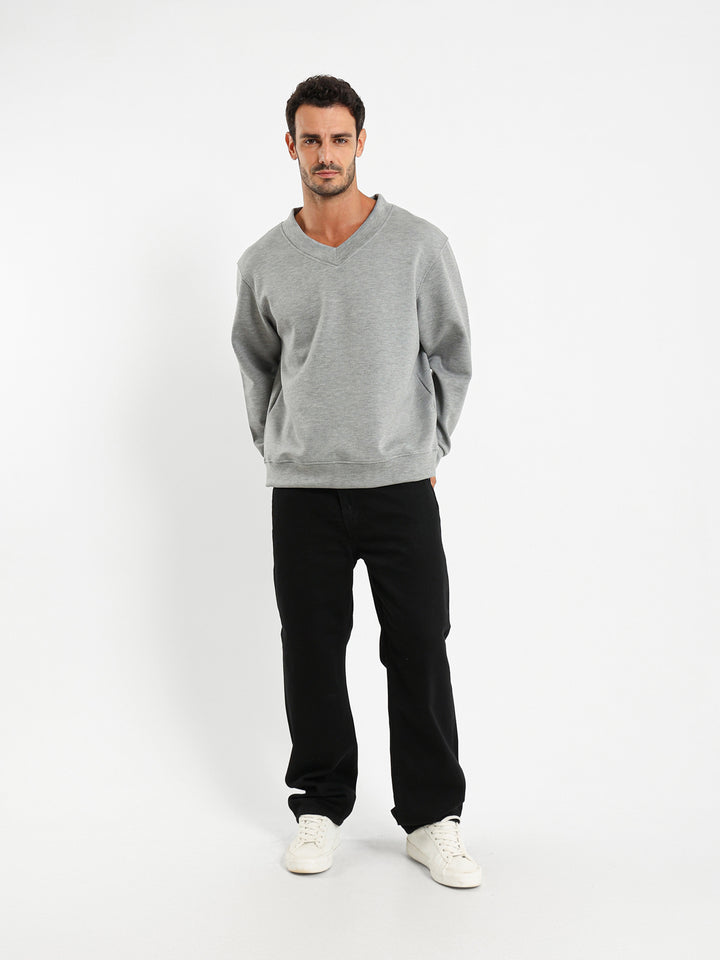 Wide V-Neck Sweatshirt