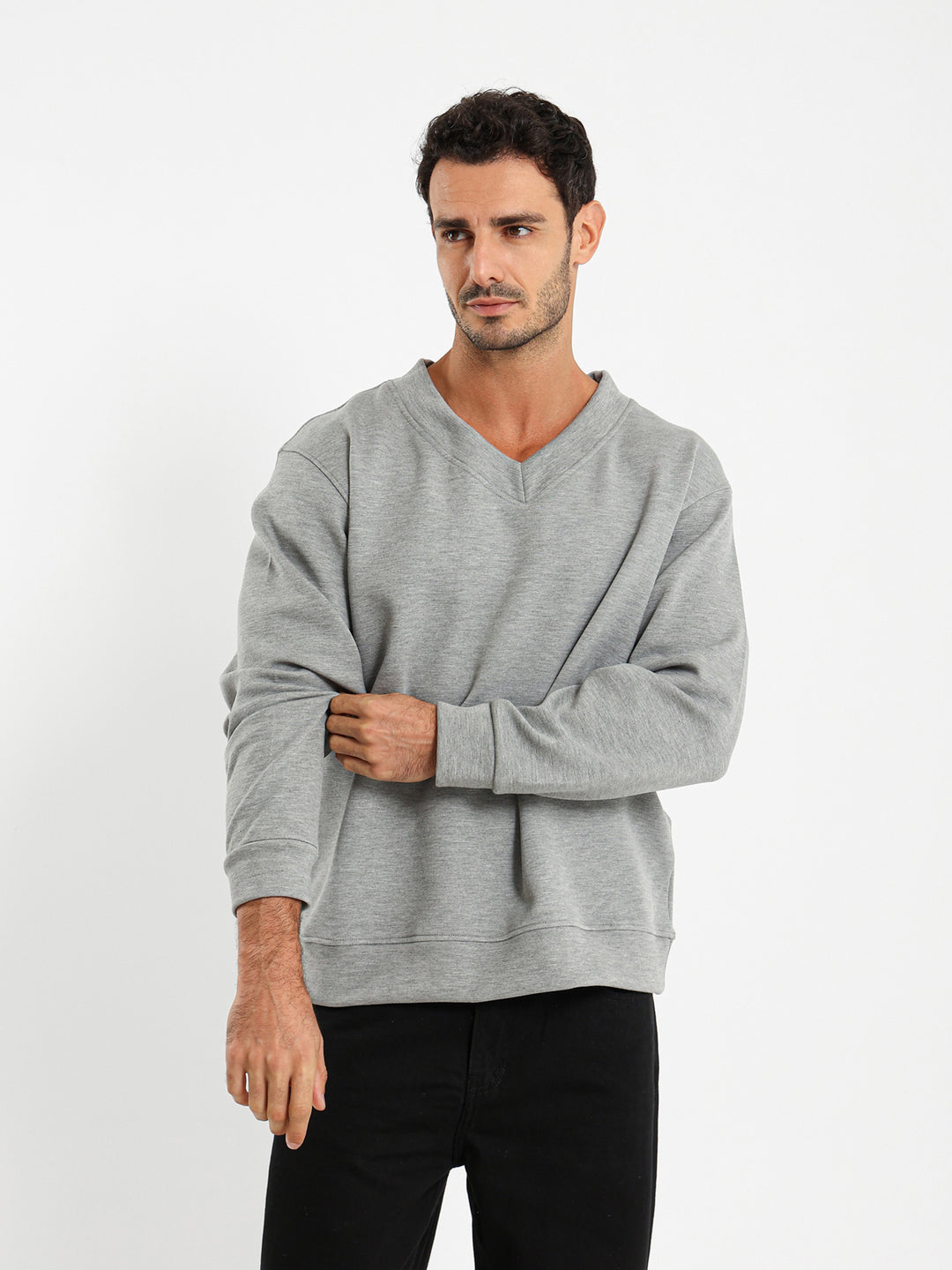 Wide V-Neck Sweatshirt