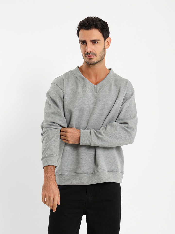 Wide V-Neck Sweatshirt