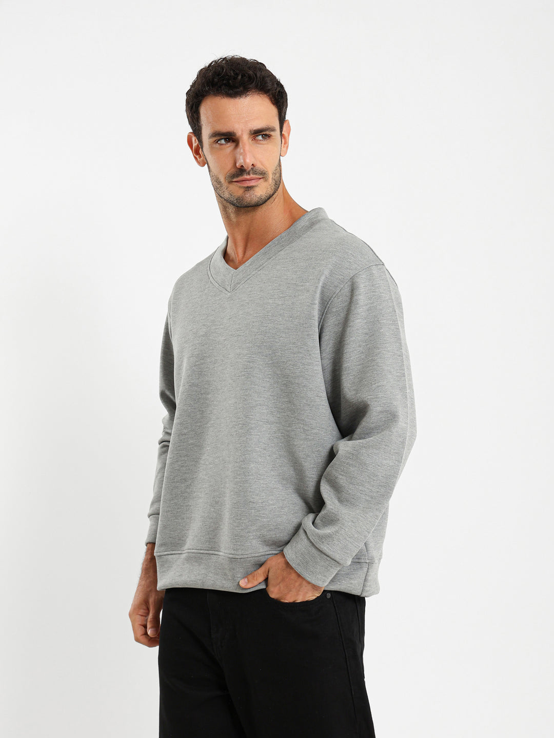 Wide V-Neck Sweatshirt