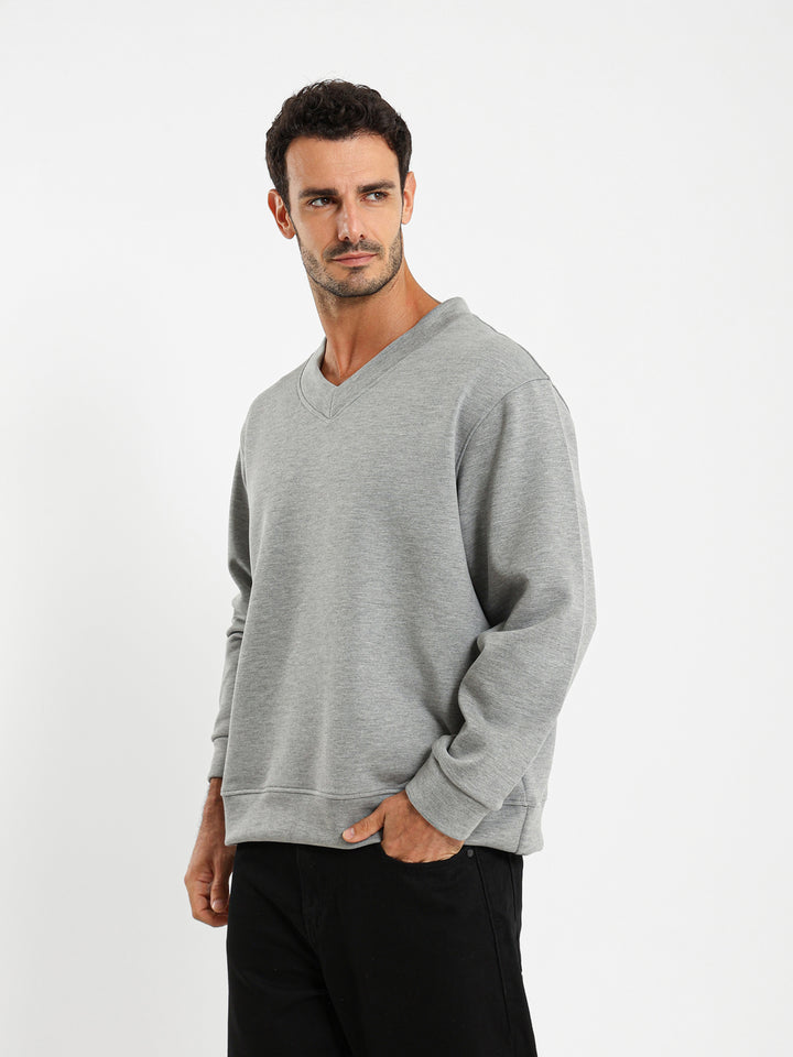 Wide V-Neck Sweatshirt