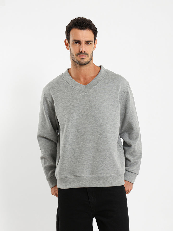 Wide V-Neck Sweatshirt