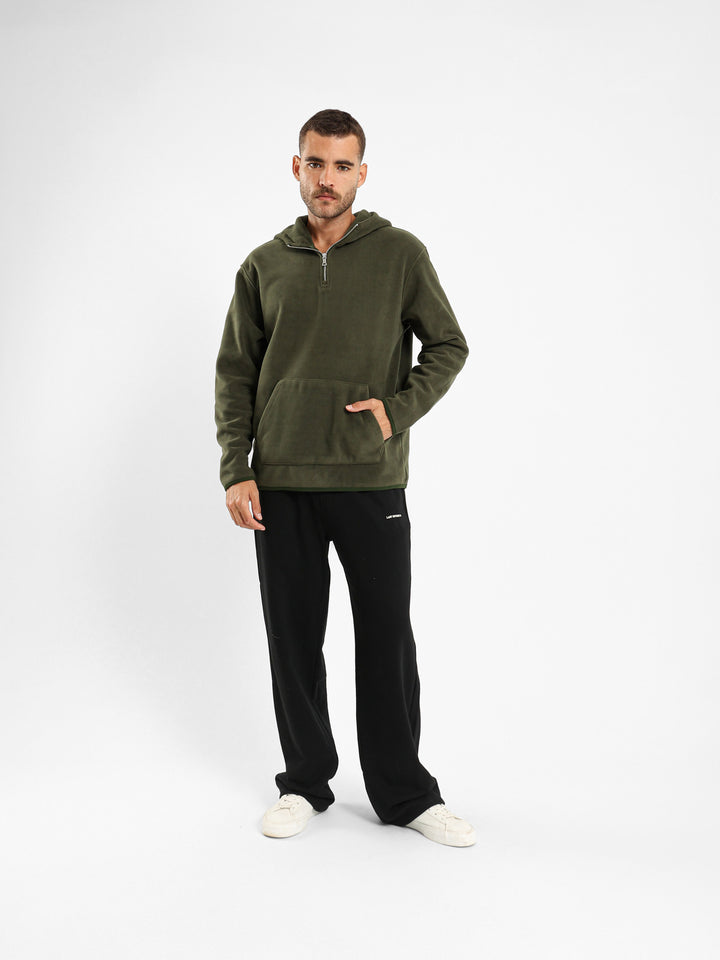 Fleece Zip Neck Hooded Sweatshirt