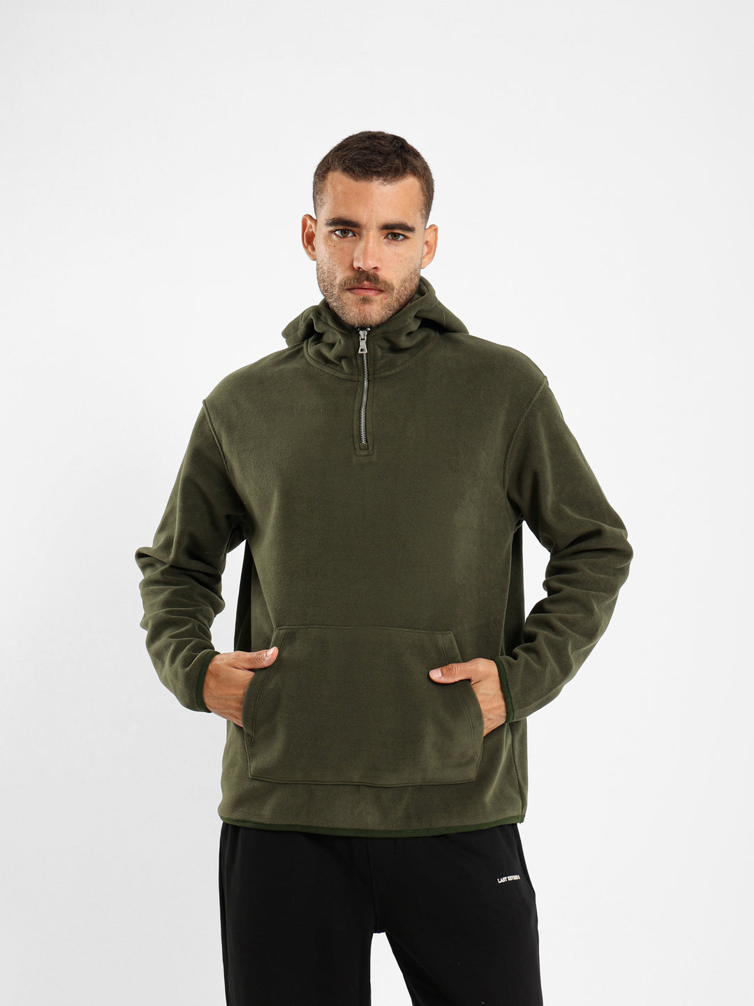 Fleece Zip Neck Hooded Sweatshirt