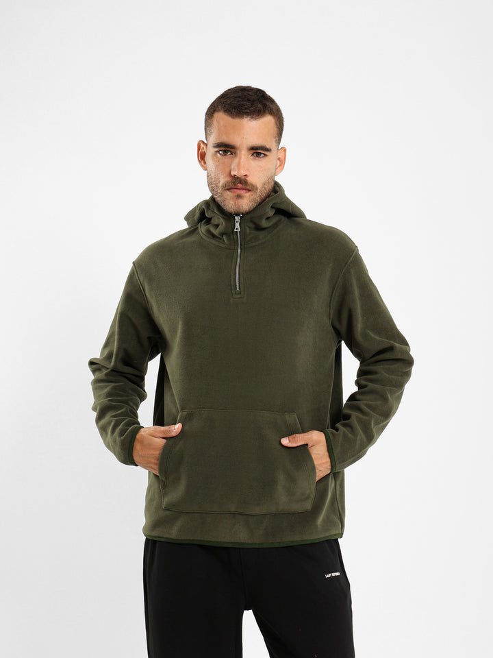 Fleece Zip Neck Hooded Sweatshirt