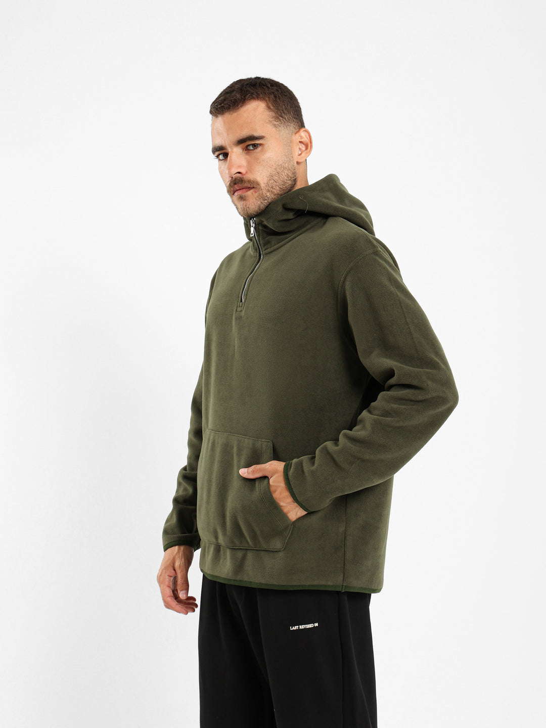 Fleece Zip Neck Hooded Sweatshirt