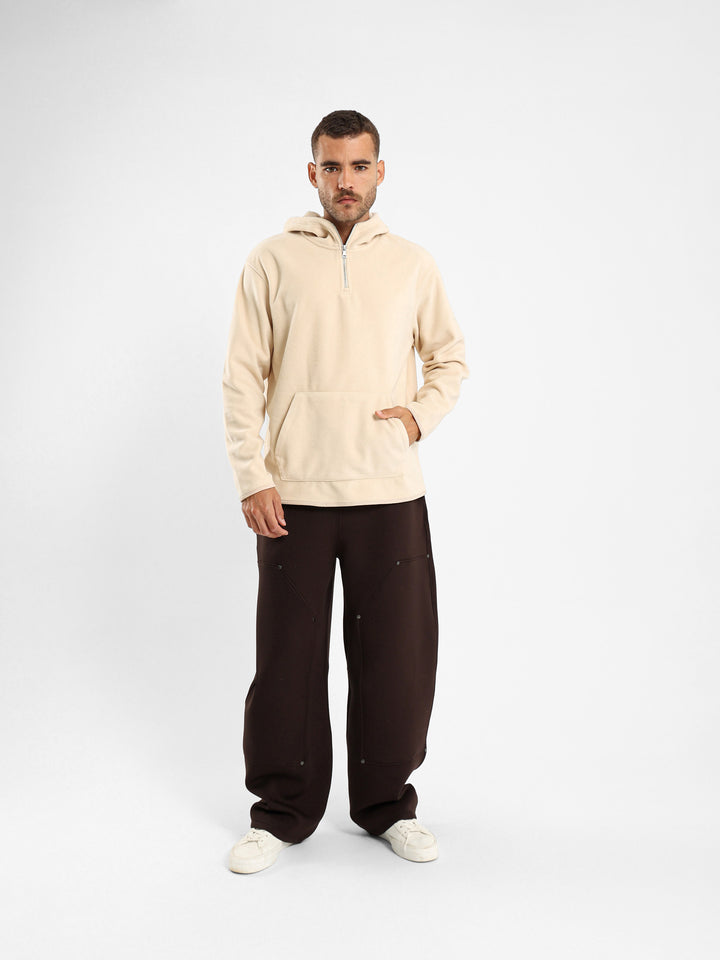 Fleece Zip Neck Hooded Sweatshirt