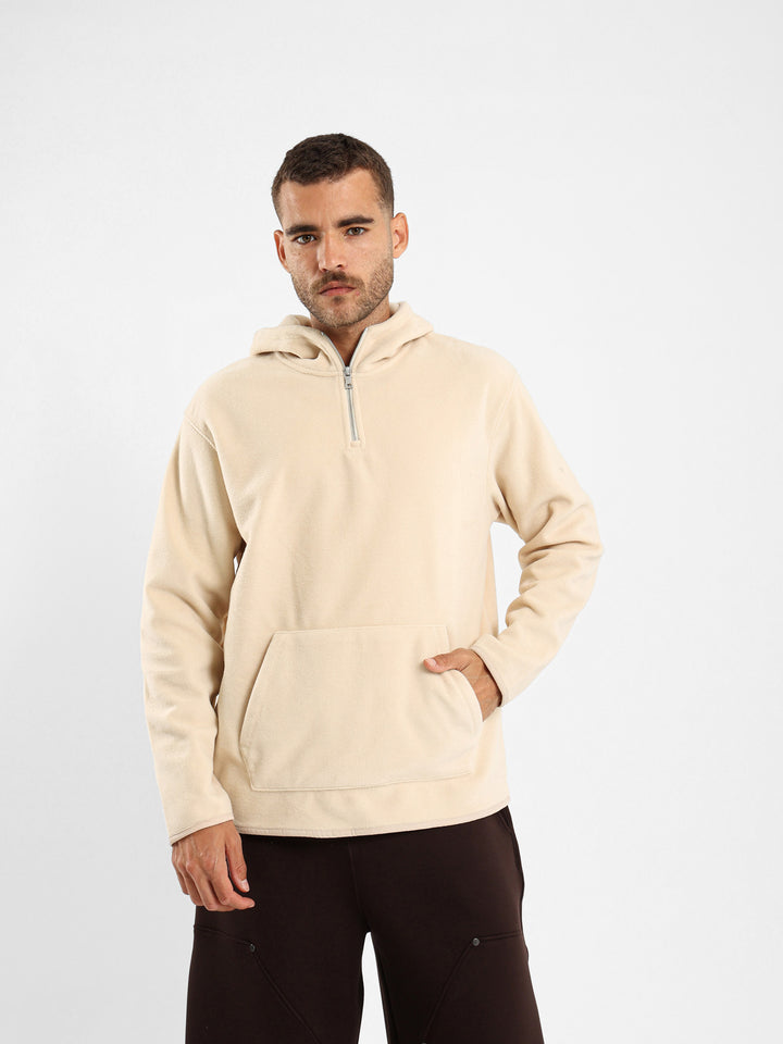 Fleece Zip Neck Hooded Sweatshirt