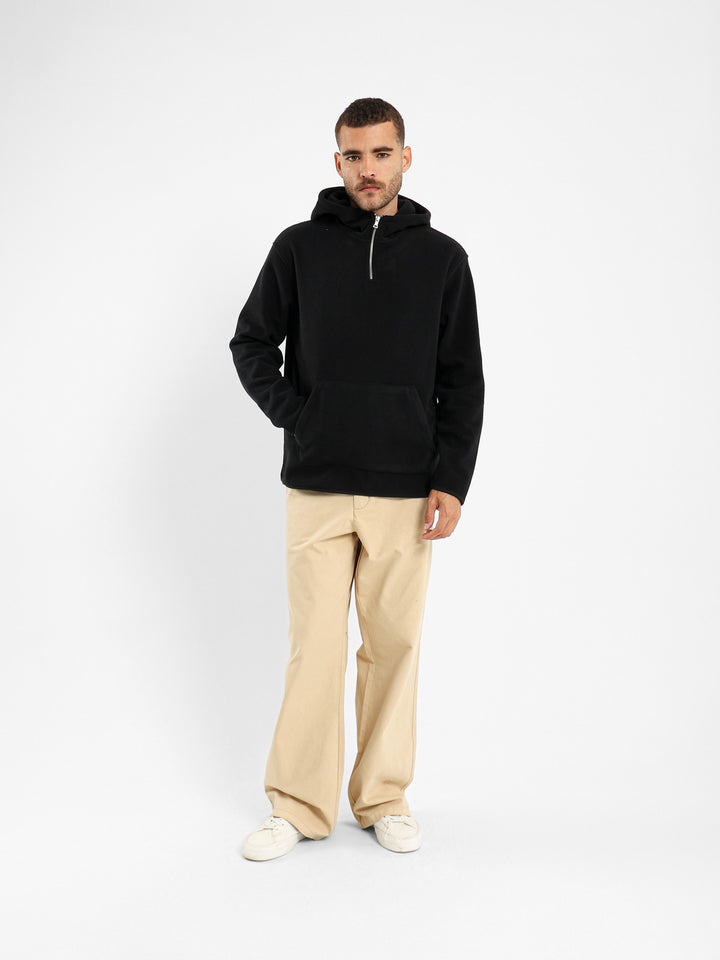 Fleece Zip Neck Hooded Sweatshirt